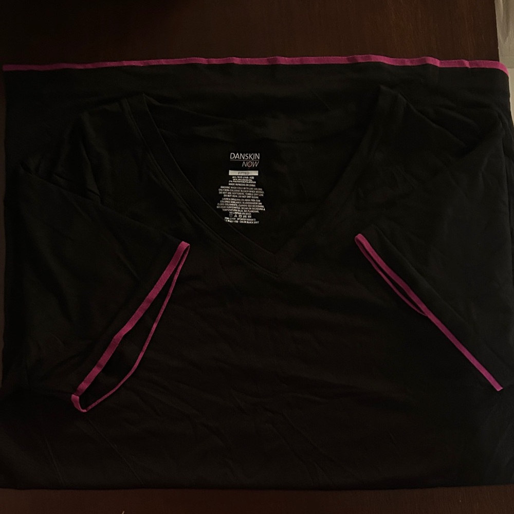 Danskin Now Black Top with Pink Accents